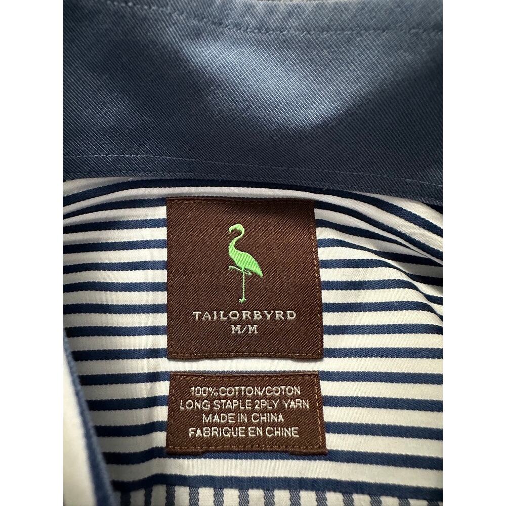 Tailor Byrd Navy Striped Button Down Size M - image 5
